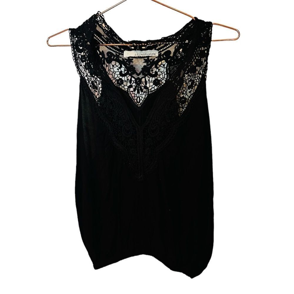 Euc Stillwater La Black Lace Tank Top Medium